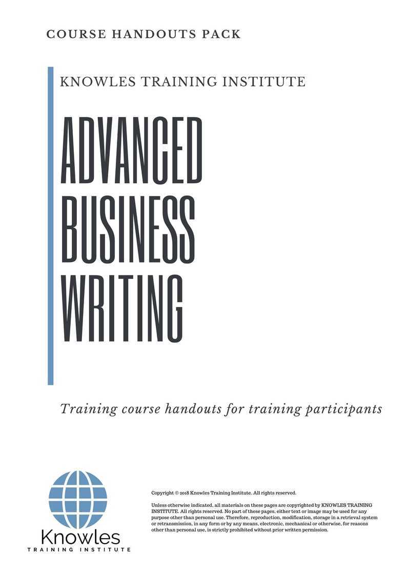 Advanced Business Writing Training Course in China Handouts