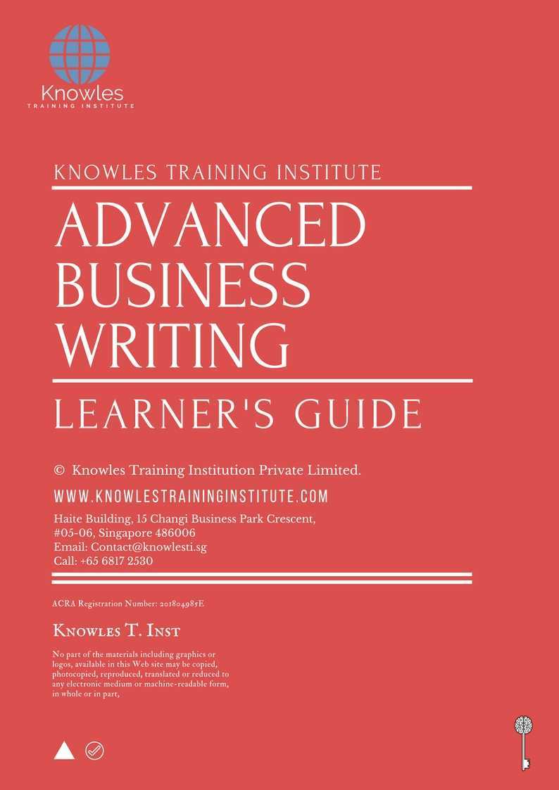 Advanced Business Writing Training Course in China Learner’s Guide